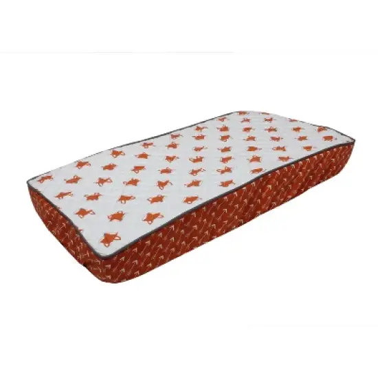 Bacati - Playful Fox Quilted Changing Pad Cover -Orange Arrows in Gussett image {7}