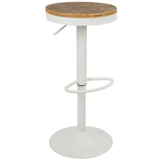 Set of 2 Dakota Industrial Adjustable Barstool with Swivel White - Lumisource image {1}