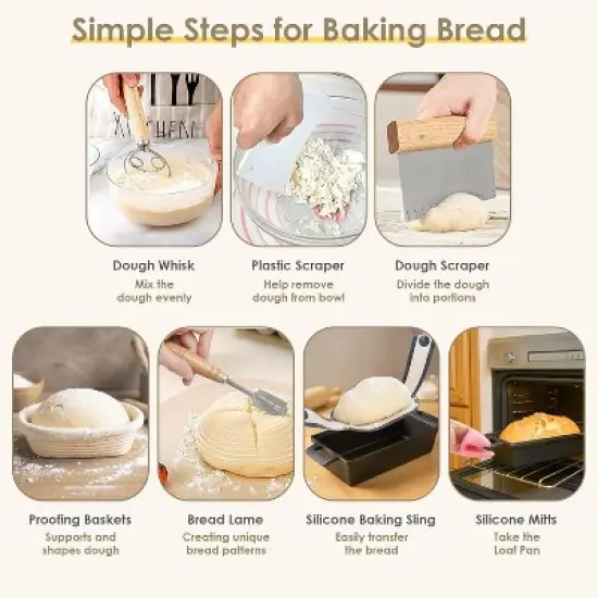 VONATES Cast Iron Bread Pan Set with Baking Tools &ndash; 9" Loaf Pans for Sourdough & Artisan Bread image {2}