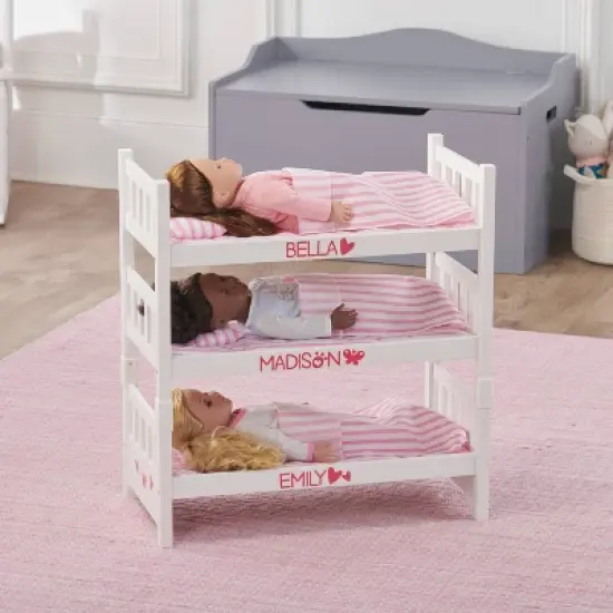 Badger Basket 1-2-3 Convertible Doll Bunk Bed with Bedding - Pink/Stripe image {4}