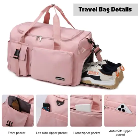 Gym Duffle Bag for Women Men, Sports Backpack with Wet & Shoe Compartment image {7}