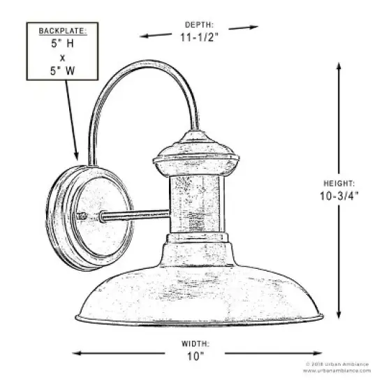 Urban Ambiance Luxury Luxe Industrial Outdoor Wall Light,  10.75"H x 10"W,  Solid Copper Finish, UHP1023 image {4}
