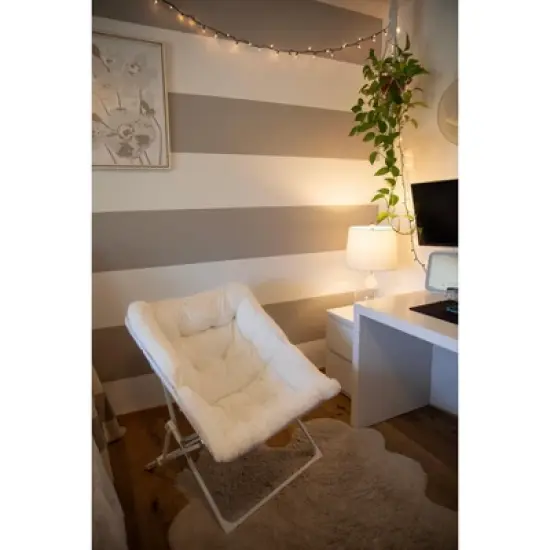 Dorm Folding Plush Chair in White image {1}