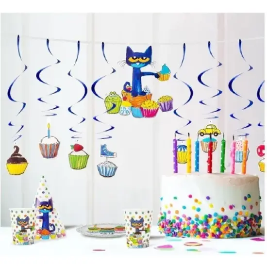 Pete The Cat Party in A Box Kit - Serves 10 People - Plates, Cups, Napkins, Utensils, Hats, Banners and More - Celebration, Birthday Party, Toddler image {4}