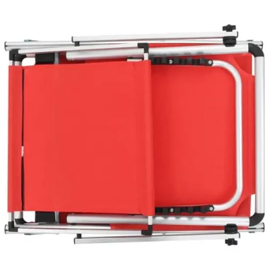 vidaXL Folding Sunlounger with Adjustable Sunroof and Backrest - Lightweight and Portable Aluminum and Textilene Fabric in Striking Red Color image {4}