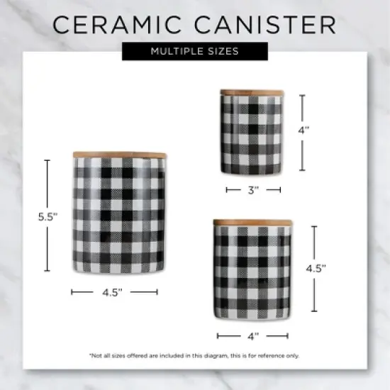 Design Imports Gray & White Buffalo Check Ceramic Canister Set/3 image {11}
