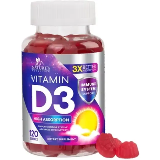 Vitamin D3 Gummies - Extra Strength 125mcg 5000IU Supplement for Adults and Kids - 60 Gummies;120 Gummies image {9}