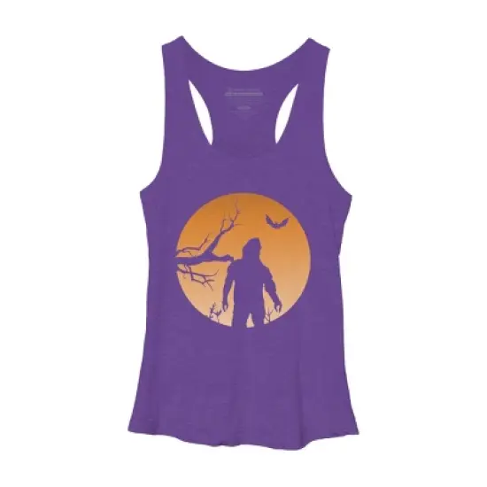 Women's Design By Humans Yeti Halloween Harvest Moon By LivedInTees Racerback Tank Top image {3}