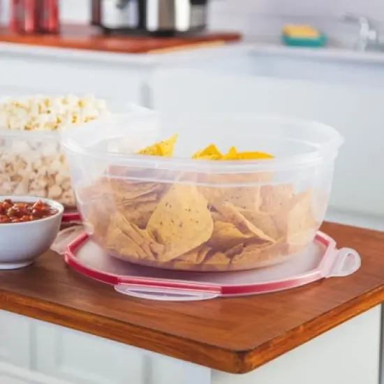 Sterilite Ultra Seal 8.10 Quart Capacity Clear Plastic Food Storage Bowl Container with 4 Point Latching Lids and Easily Stackable Design image {4}