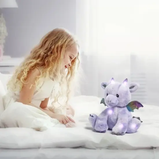 FAO Schwarz Glow Brights Toy Plush LED with Sound Dragon 13" Stuffed Animal image {1}