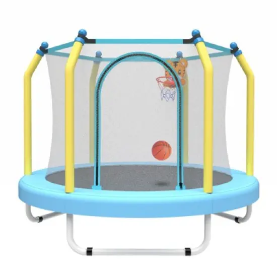 Aukfa 55 inch Kids for Ages 1-8 Trampoline with Handle - Indoor/Outdoor Toddler Trampoline, 6-Leg Design for Safety & Stability image {11}