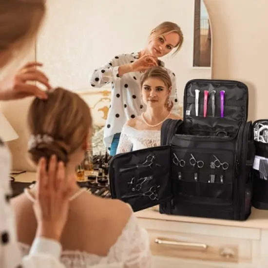 Byootique Soft Sided Makeup Backpack Portable Organizer with Heat Isolation image {6}