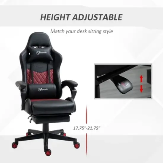TiramisuBest Racing Gaming Chair, PU Leather, Ergonomic, Adjustable, Footrest, 5 Wheels, 274 lbs Max Load image {5}