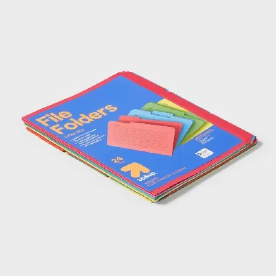 24ct Letter Size File Folders Primary Colors - up&up&trade;: Cardstock, Top Tab, Multicolor, 9.5"x11.625", 1 Pocket image {2}