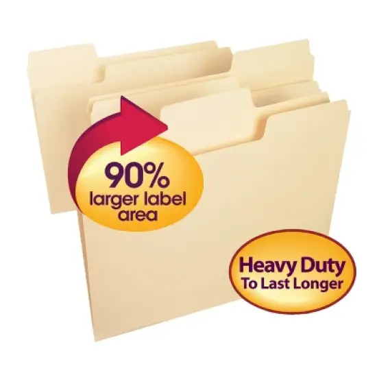 Smead SuperTab Heavyweight File Folder,  Oversized 1/3-Cut Tab, Letter Size, Manila, 50 Per Box (10401) image {7}