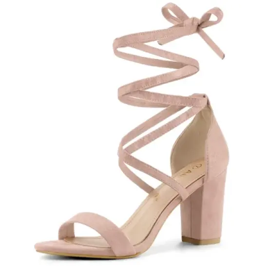Allegra K Women's Open Toe Lace Up Chunky High Heels Sandals image {14}