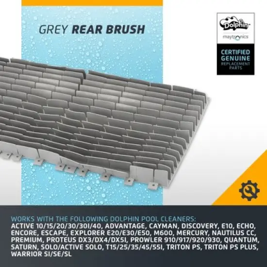 Dolphin Maytronics Grey Diagnostic PVC S-Line Brush 6101310-R1 for Triton PS Replacement image {2}