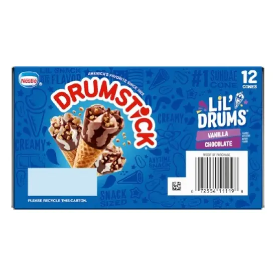 Nestle Drumstick Lil' Drums Vanilla Chocolate Ice Cream Cones - 12ct image {8}