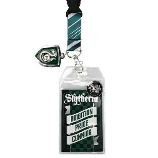 Harry Potter Slytherin Tie Inspired Sublimation Print Metal Charm & Id Holder Lanyard OSFA image {3}