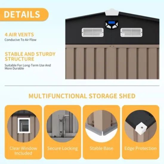 10x12FT Metal Outdoor Storage Shed with Window, Lockable Tool Storage Sheds, Oversized Steel Garden Sheds with Sloped Roof for Backyard, Patio, image {5}