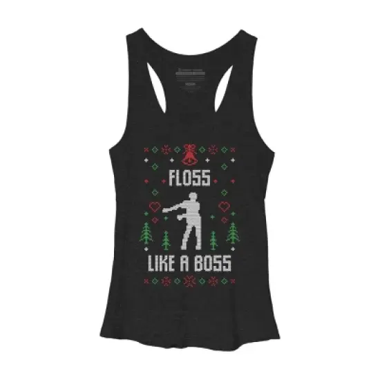 Women's Design By Humans Floss Like A Boss Ugly Christmas Sweater By shirtpublic Racerback Tank Top image {3}