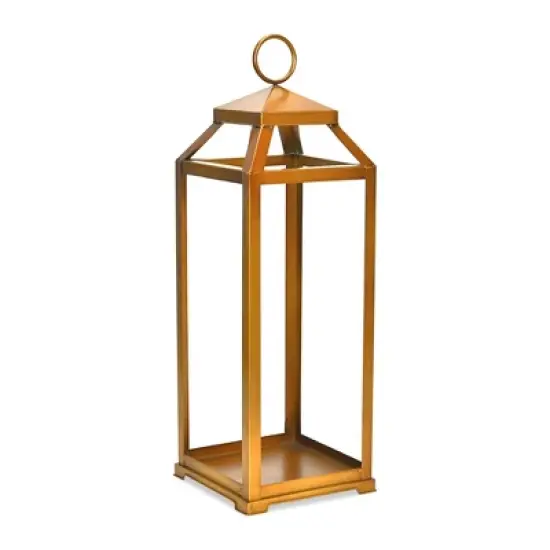 HomeRoots 29" Gold Geometric Metal Floor Lantern Candle Holder image {5}