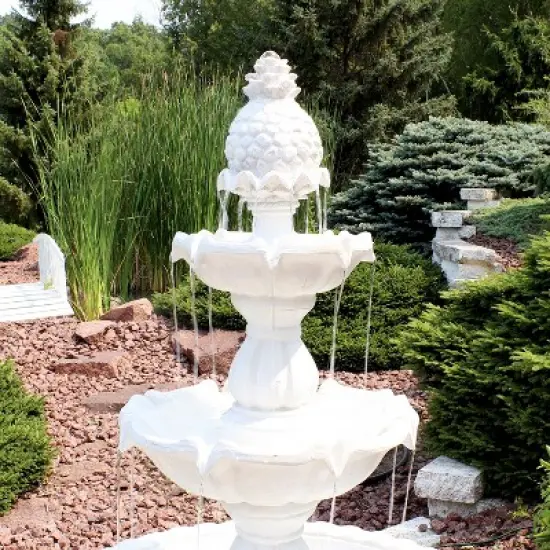 Sunnydaze 59"H Electric Fiberglass 3-Tier Welcome Pineapple Top Outdoor Water Fountain image {4}