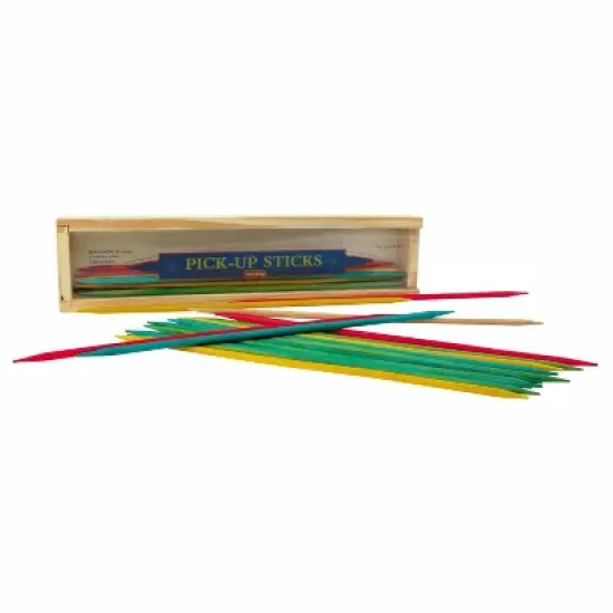 Schylling Pick Up Sticks Game for Classic Family Fun, Packaged in Wood Storage Box with Sliding Lid, Ages 7 and Up, 10" image {4}