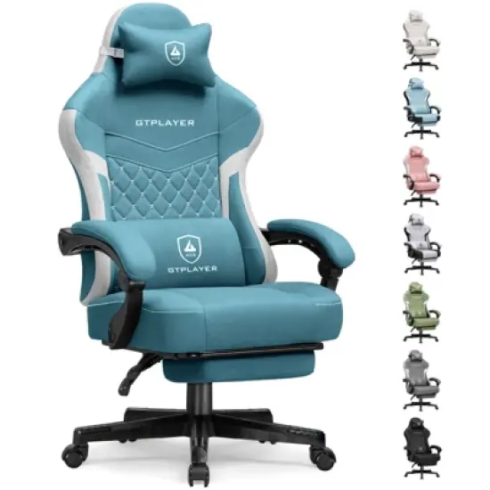GTPLAYER Gaming Chair with Footrest, Premium Breathable Fabric, Waist Support, Linkage Armrest image {16}