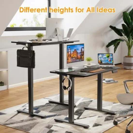 Lirago Black Electric Standing Desk 40x24 Splice Board Carbon Steel Frame 170LB Capacity Height Adjustable image {5}