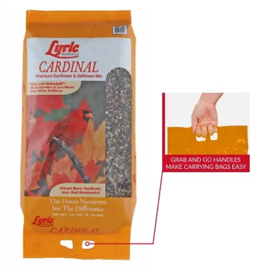 Lyric 18lb Cardinal Sunflower & Safflower Premium Wild Bird Food: Attracts Songbirds, For All Feeders image {6}