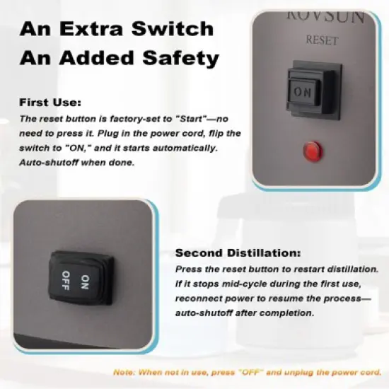 ROVSUN 1.1 Gallon or 4L Stainless Steel Water Distiller, Flame Retardant Material, BPA Free Container & Stainless Steel Interior, Gray, 750W image {5}