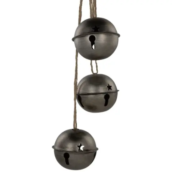 Northlight Jingle Bells with Plaid Bow Christmas Decoration - 20" - Silver image {2}