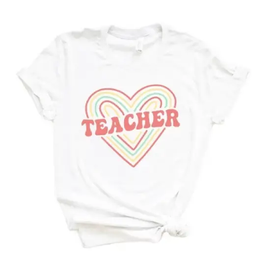 Simply Sage Market Women's Colorful Heart Teacher Short Sleeve Graphic Tee image {3}