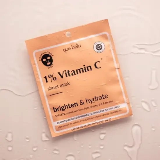 Que Bella 1% Vitamin C Sheet Mask - 0.63oz image {1}