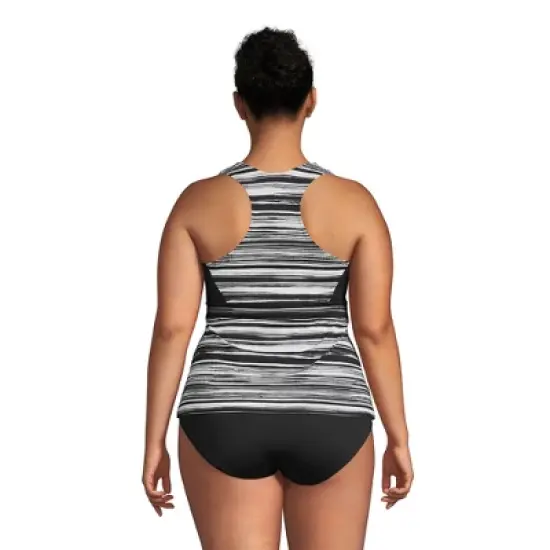 Lands' End Women's Chlorine Resistant Zip Front Tankini Swimsuit Top image {1}