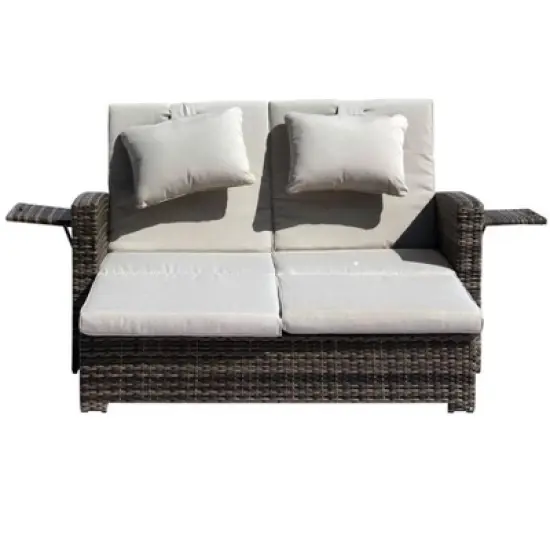 Courtyard Casual Miranda Outdoor Loveseat to Daybed Combo with Cushions image {10}