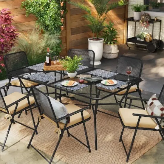 6 Person Metal Mesh Rectangle Patio Dining Table, Outdoor Furniture - Room Essentials&trade; image {1}