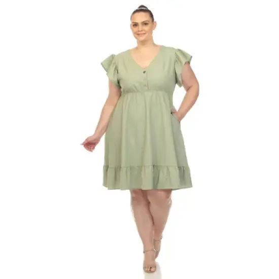 Plus Size Ruffle Sleeve Knee-Length Dress image {6}