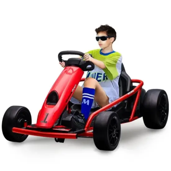 Kids Ride On Go Kart, 24V 300W*2 Motors, 9Ah Battery, Electric Vehicle Car Drifting with Music, Horn, Outdoor Ride On Toy for Teens image {9}