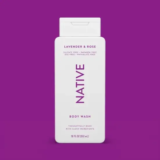 Native Body Wash for Women & Men - Lavender & Rose - Sulfate Free - 18 fl oz image {7}