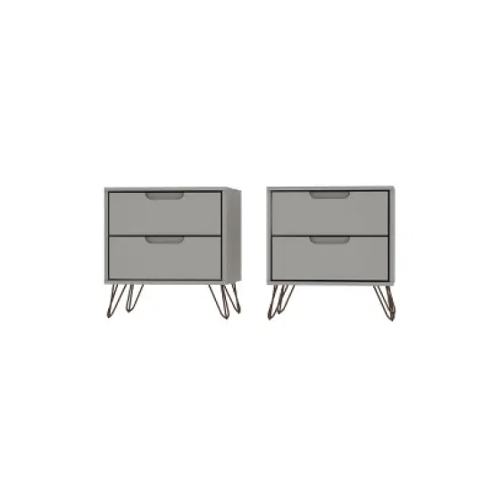 Set of 2 Rockefeller 2 Drawer Nightstands - Manhattan Comfort image {14}