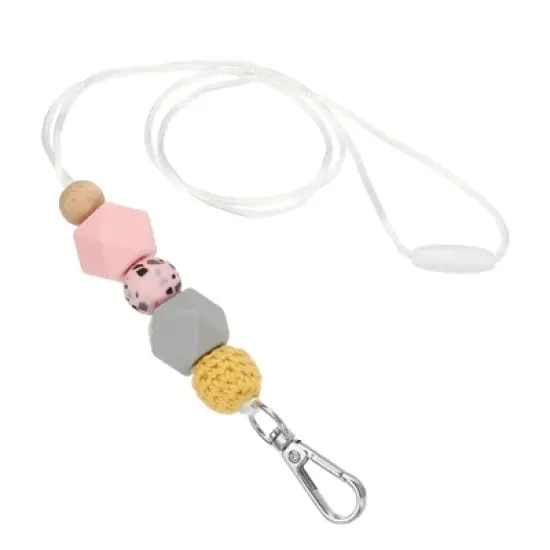 Unique Bargains Wear-resistant Lightweight ID Card Silicone Beaded Lanyards image {5}