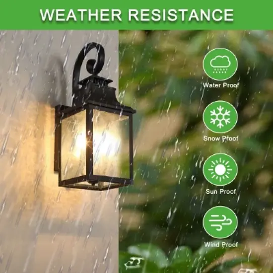 Black Square External Wall Lights Aluminum Light Fixtures Led Outdoor Wall Lights Waterproof Vintage Glass Sconce-The Pop Home image {6}