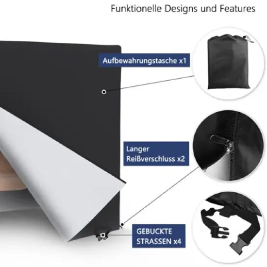 Akefit 82" Swing Chair Cover Waterproof Windproof Outdoor Patio Hammock Cover Black with Zippers image {4}