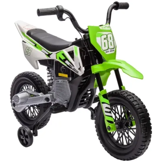 Qaba Kids Motorcycle with Twist Grip Throttle, 12V Electric Motorcycle with Training Wheels, Rear Suspension, Music for Aged 3-6 Years image {7}
