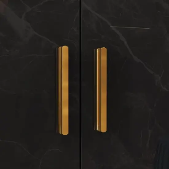 FUFU&GAGA Modern Bathroom Vanity Cabinet with Gold Handles, High-Gloss Finish image {9}