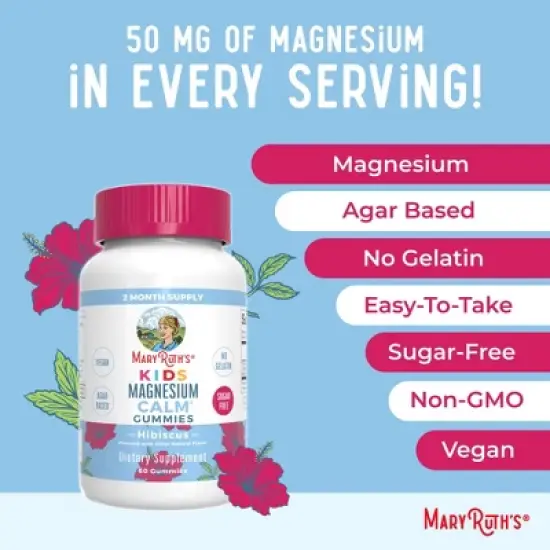 MaryRuth's Kids Magnesium Calm Gummies, Hibiscus, 60 ct image {7}