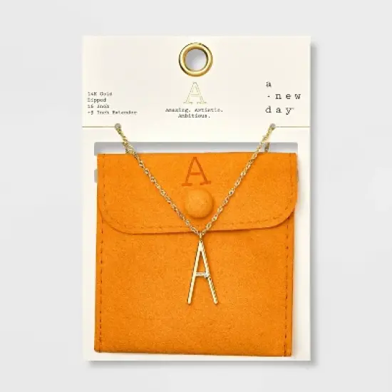 Gold Dipped Scattered Cubic Zirconia Initial Pendant Necklace - A New Day&trade; Gold image {4}