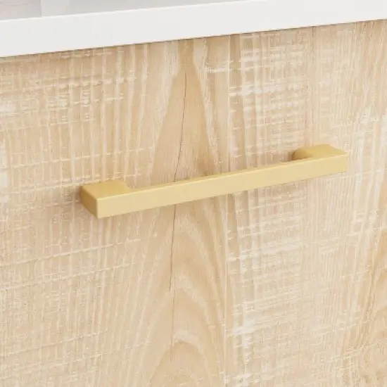 FUFU&GAGA Bathroom Cabinet with Pedestal Basin Stylish Storage Solution Original Wood Colour image {5}